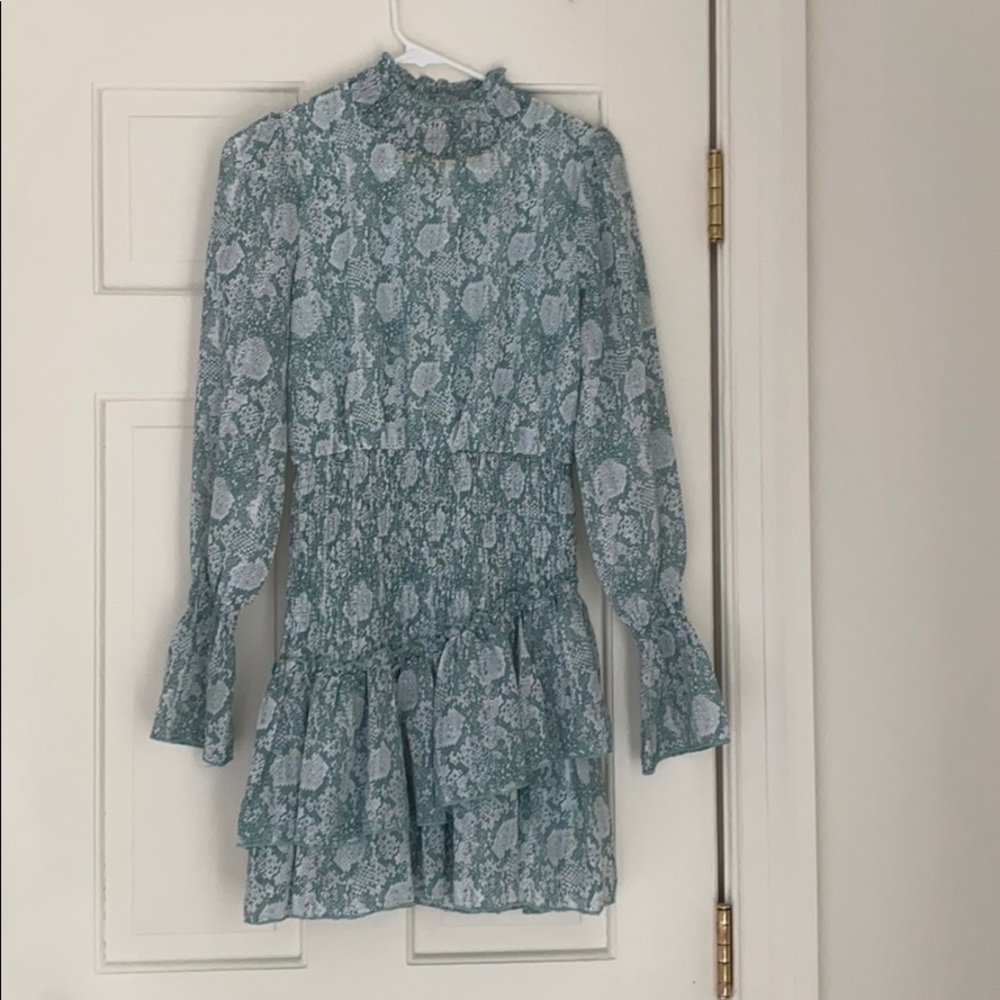 Vestique teal ruffle dress